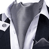 Set Pañuelo Corbata tipo Ascot/Cravat + paño y colleras. Gris texturizado