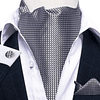 Set Corbata Gruesa Ascot/Cravat + paño y colleras. Gris texturizado