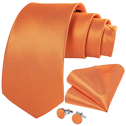 Set Corbata, paño y colleras. Modelo Naranjo Classic
