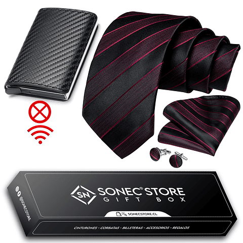 Pack  Regalo. Set corbata + Tarjeteto negro + Caja para Regalo