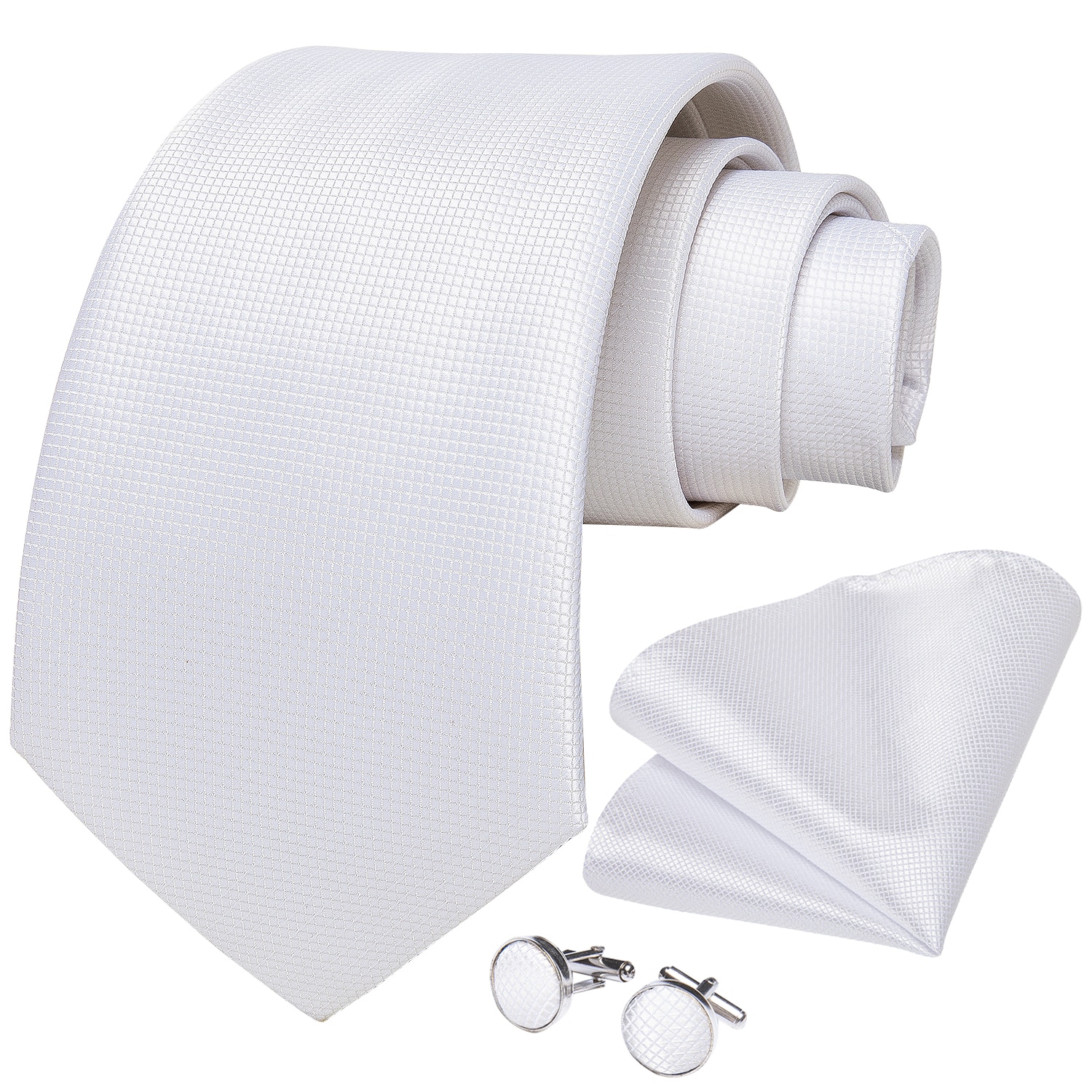 Set Corbata, paño y colleras. Modelo Blanco Classic