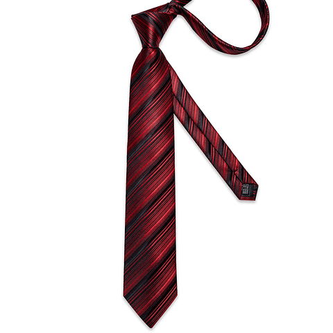 Set Corbata, paño y colleras. Modelo Rojo Negro