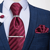 Set de Corbata Formal Hombre con Clip sujetador, Anillo plateado, paño y colleras