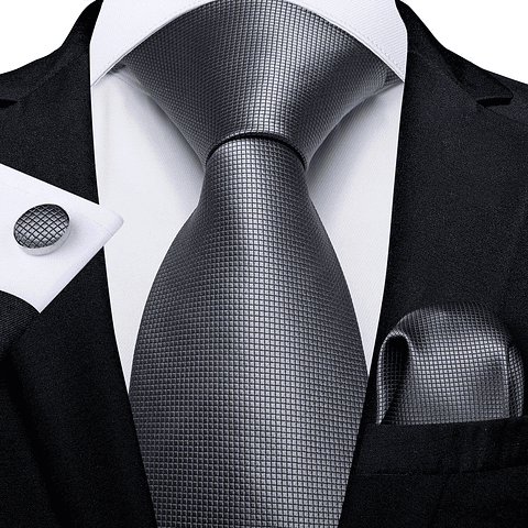 Pack  Regalo. Set corbata + Chequera Negra + Clip Plateado. En Caja Regalo
