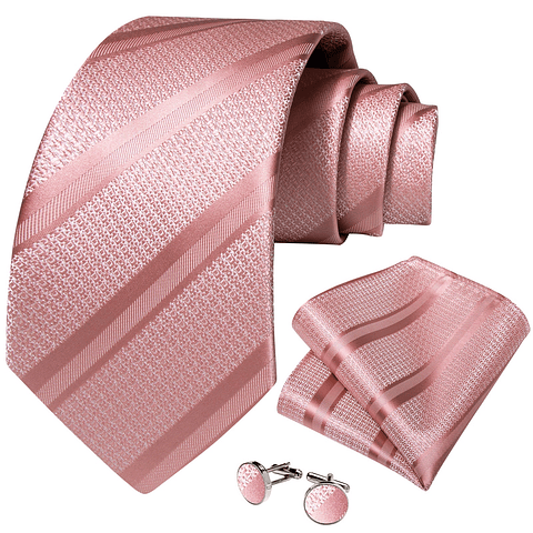 Set Corbata, paño y colleras. Modelo Oro Rosa