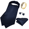 Set Corbata Ascot, Anillo Dorado Diamantes, Paño y Colleras. Modelo a elección