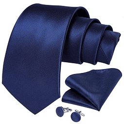 Set Corbata, paño y colleras. Modelo Azul Classic
