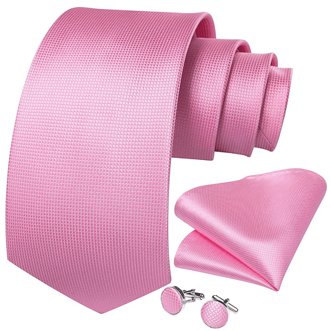 Set Corbata, paño y colleras. Modelo Rosa Classic