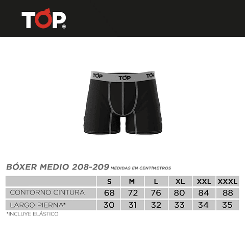 TOP Boxer Medio Algodón Color Pack 3. Negros