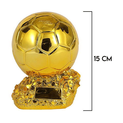 Adorno Réplica de Balón de Oro Fútbol. Resina 15 cms