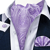 Set Corbata Gruesa Ascot/Cravat + paño y colleras. Lila Flores