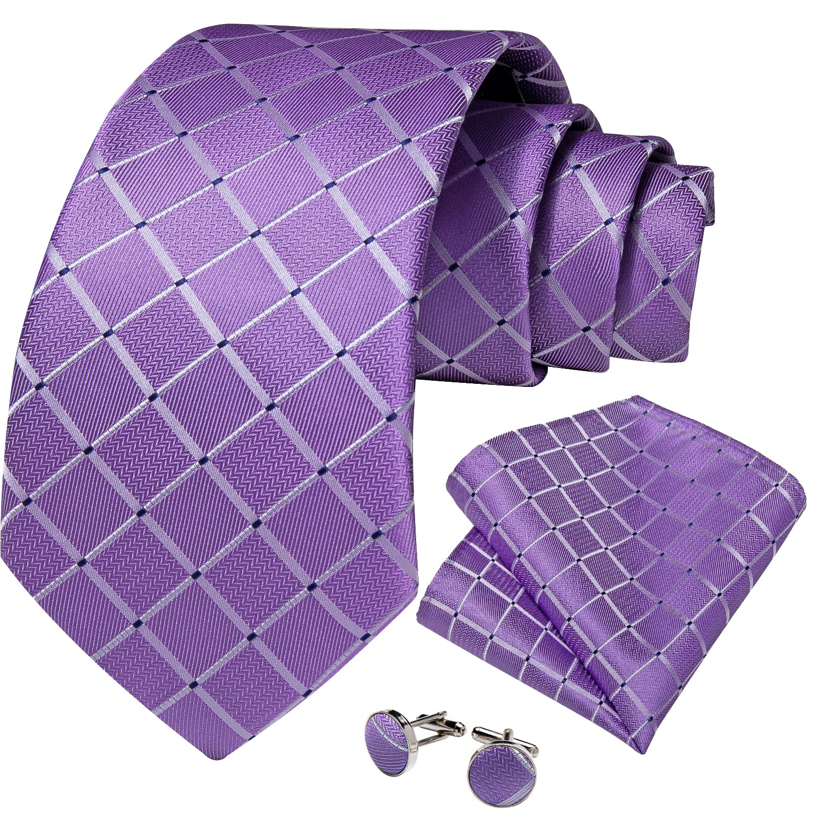 Set Corbata, paño y colleras. Modelo Sangre Violeta