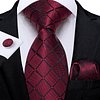 Set Corbata, paño y colleras. Modelo Sangre Vinotinto