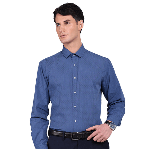 Van Heusen Camisa Formal Texturada. Slim Fit. Azul Oscuro