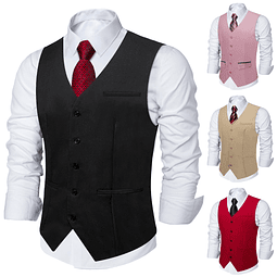  Chaleco Gilet Hombre Chaqueta formal sin mangas 5 Botones