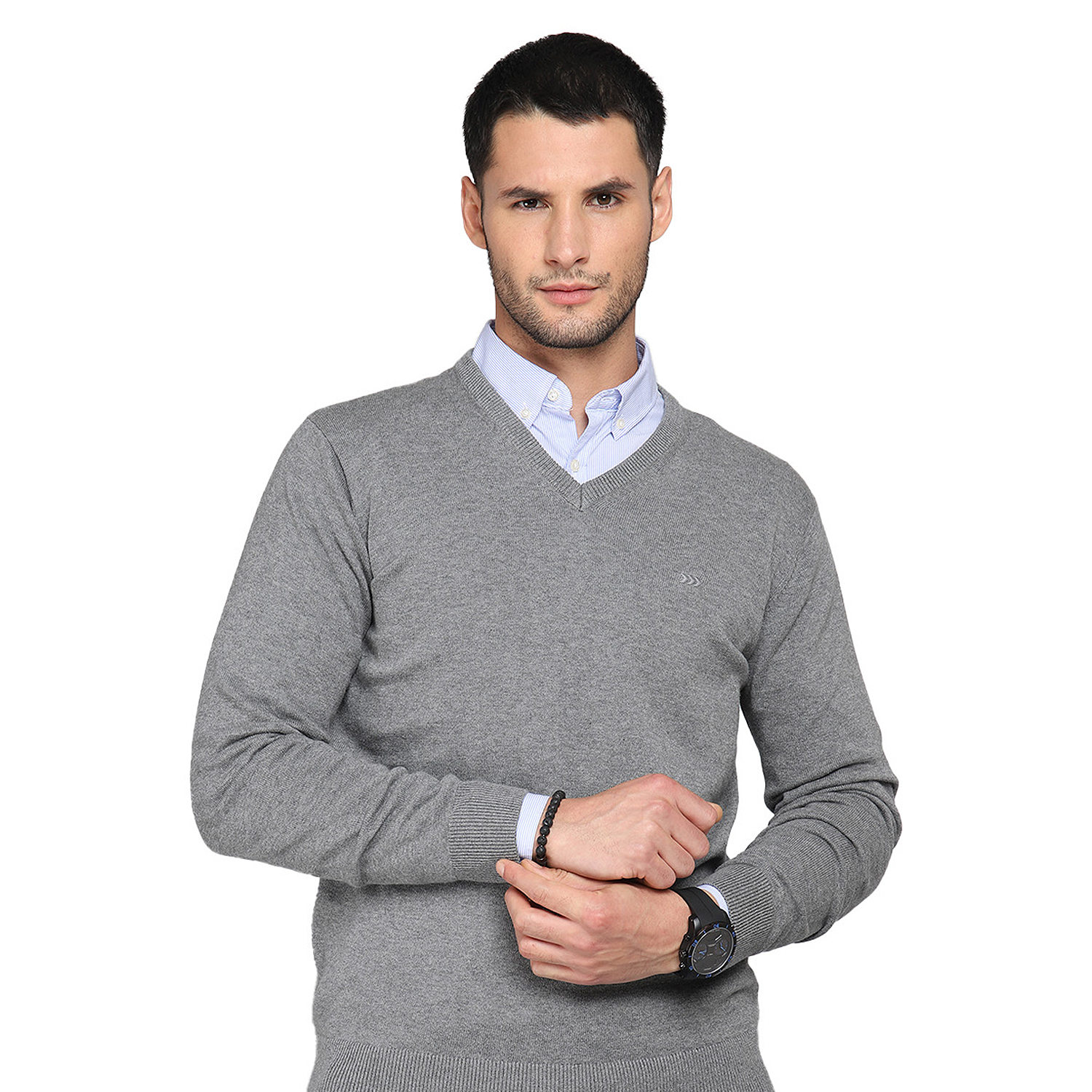 Chaleco Sweater Arrow Cuello V Liso. Gris