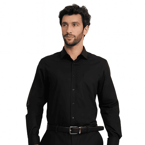 Camisa Formal Trial Poplin Classic. Negro