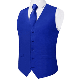Gilet Satinado Clásico Chaquetilla Sin Mangas 5 Botones. Azul Claro