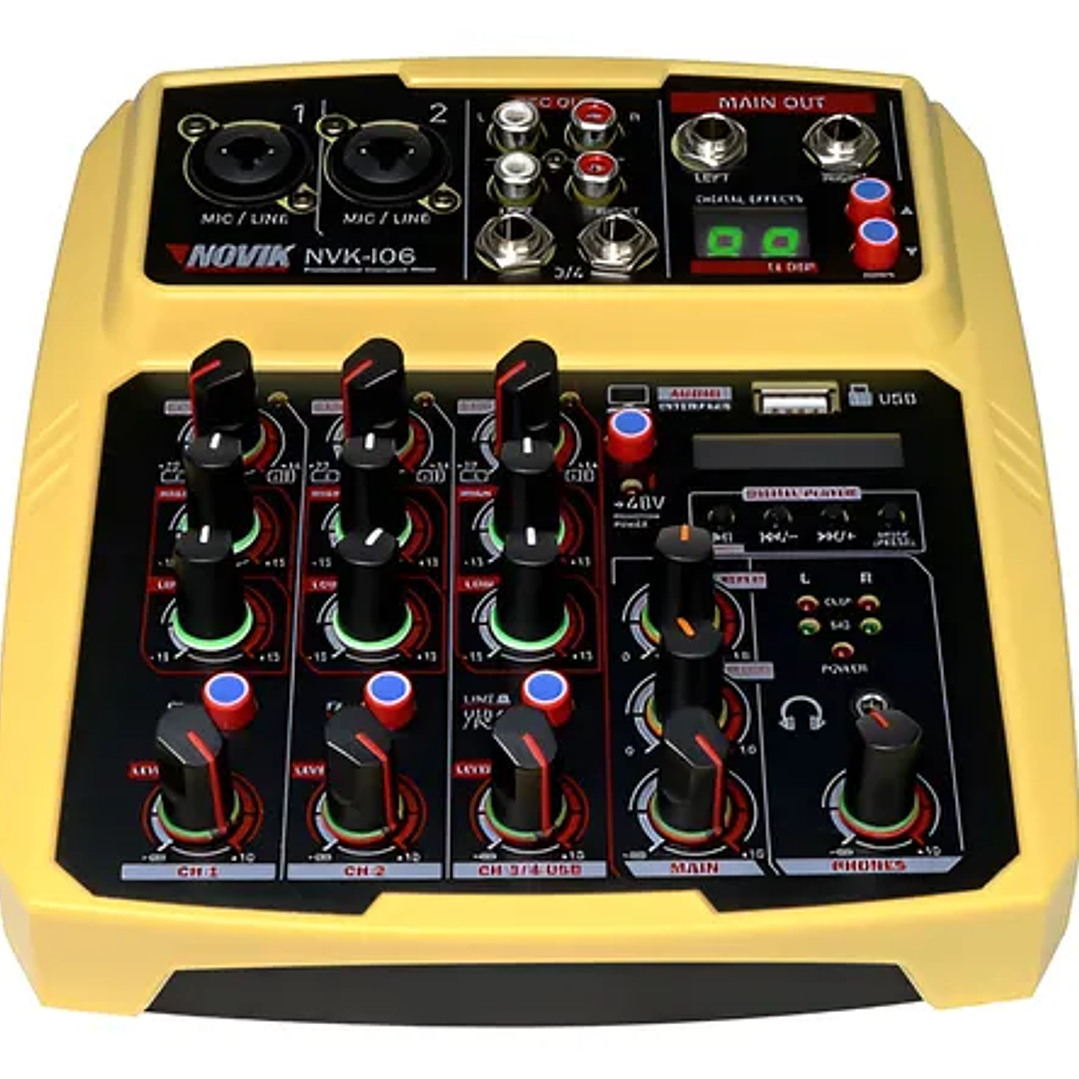 Consola de Audio con Interfaz - Novik NVK i06 - Amarillo 4