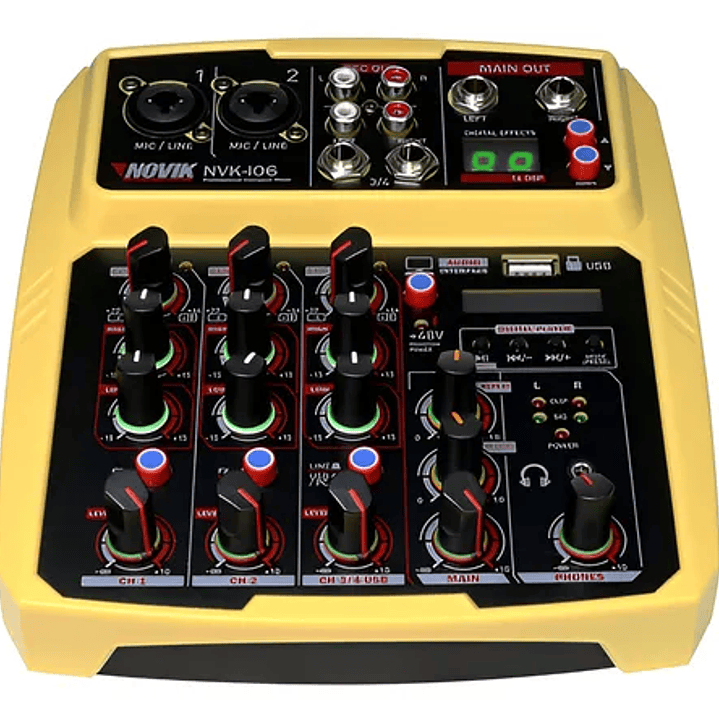 Consola de Audio con Interfaz - Novik NVK i06 - Amarillo 4