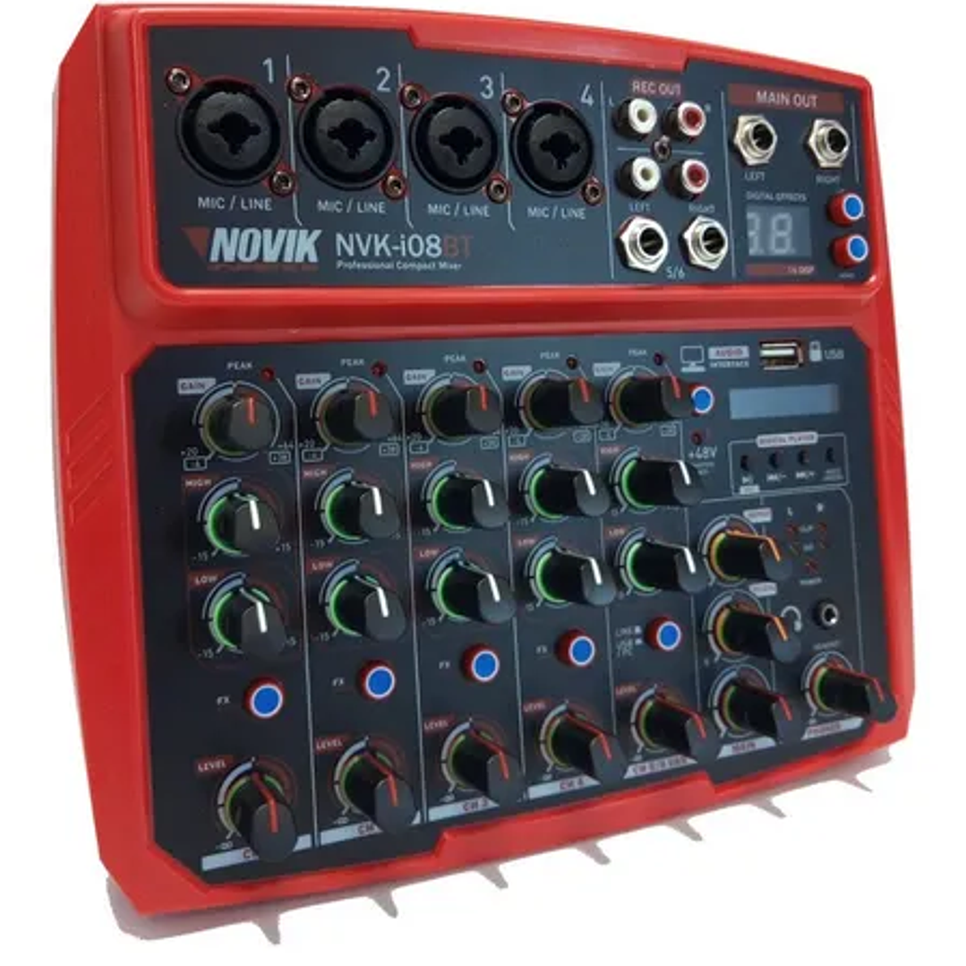 Consola de Audio con Interfaz - Novik NVK i08 BT - Rojo 2