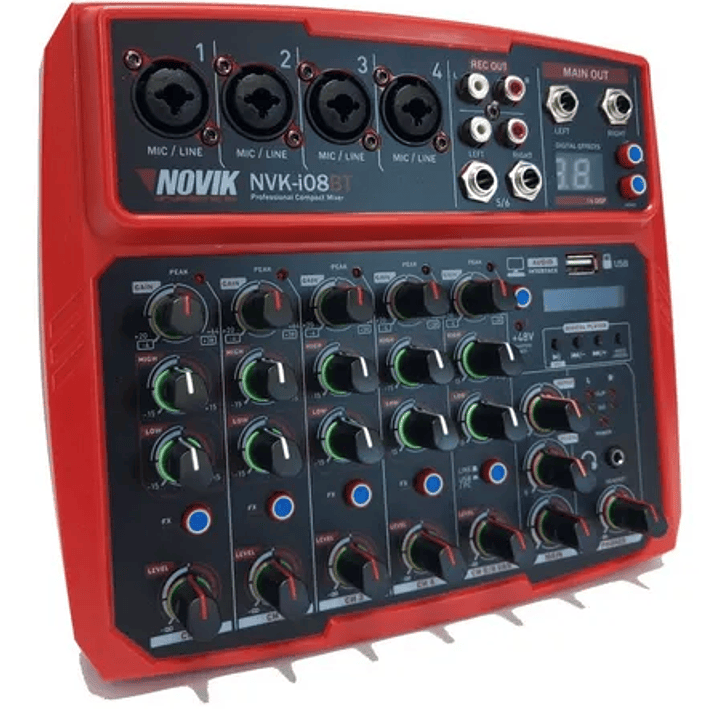 Consola de Audio con Interfaz - Novik NVK i08 BT - Rojo 2