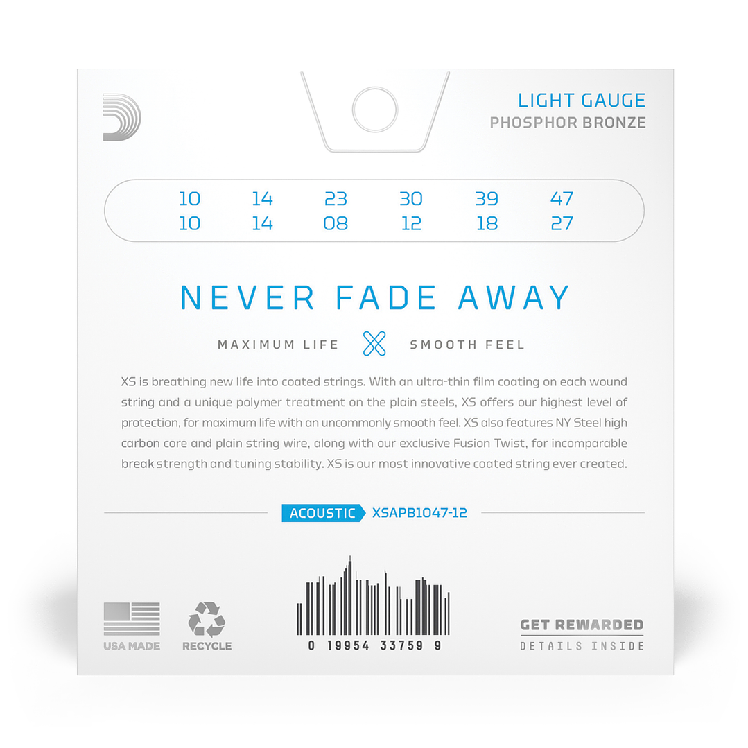 Cuerdas Guitarra Acústica 12 Cuerdas - D'addario XSAPB1047-12 3