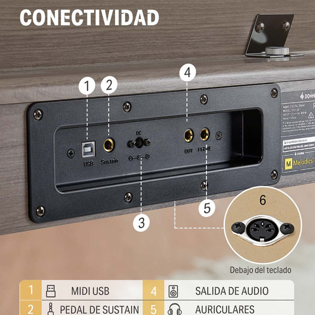 Piano Digital 88 teclas - Donner DDP-60 - Gris 3