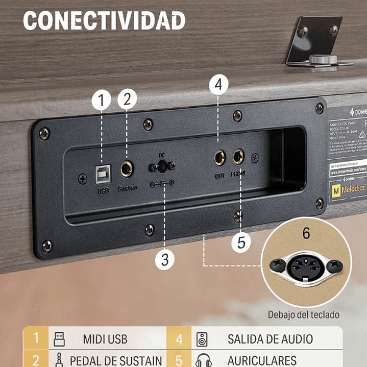 Piano Digital 88 teclas - Donner DDP-60 - Gris 3