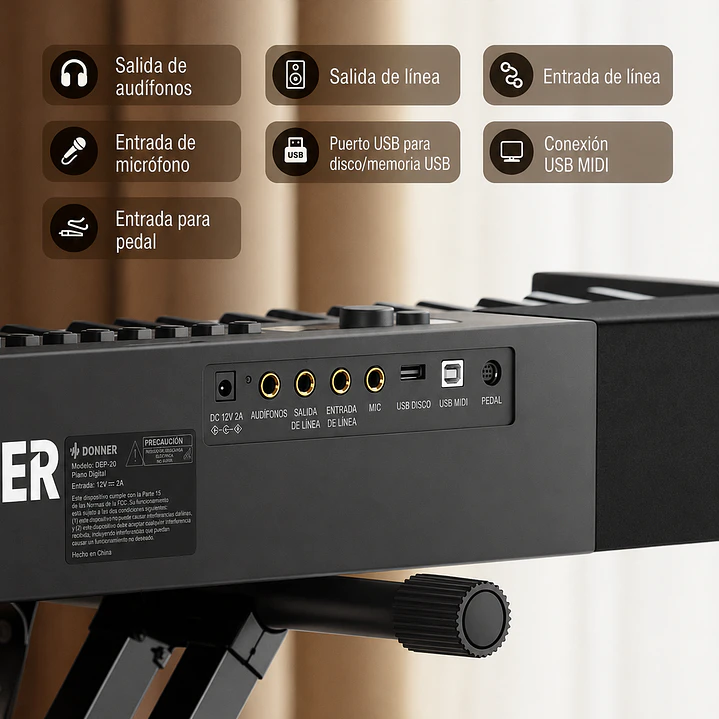 Piano Digital 88 teclas - Donner Dep-20 Lite - con atril 3