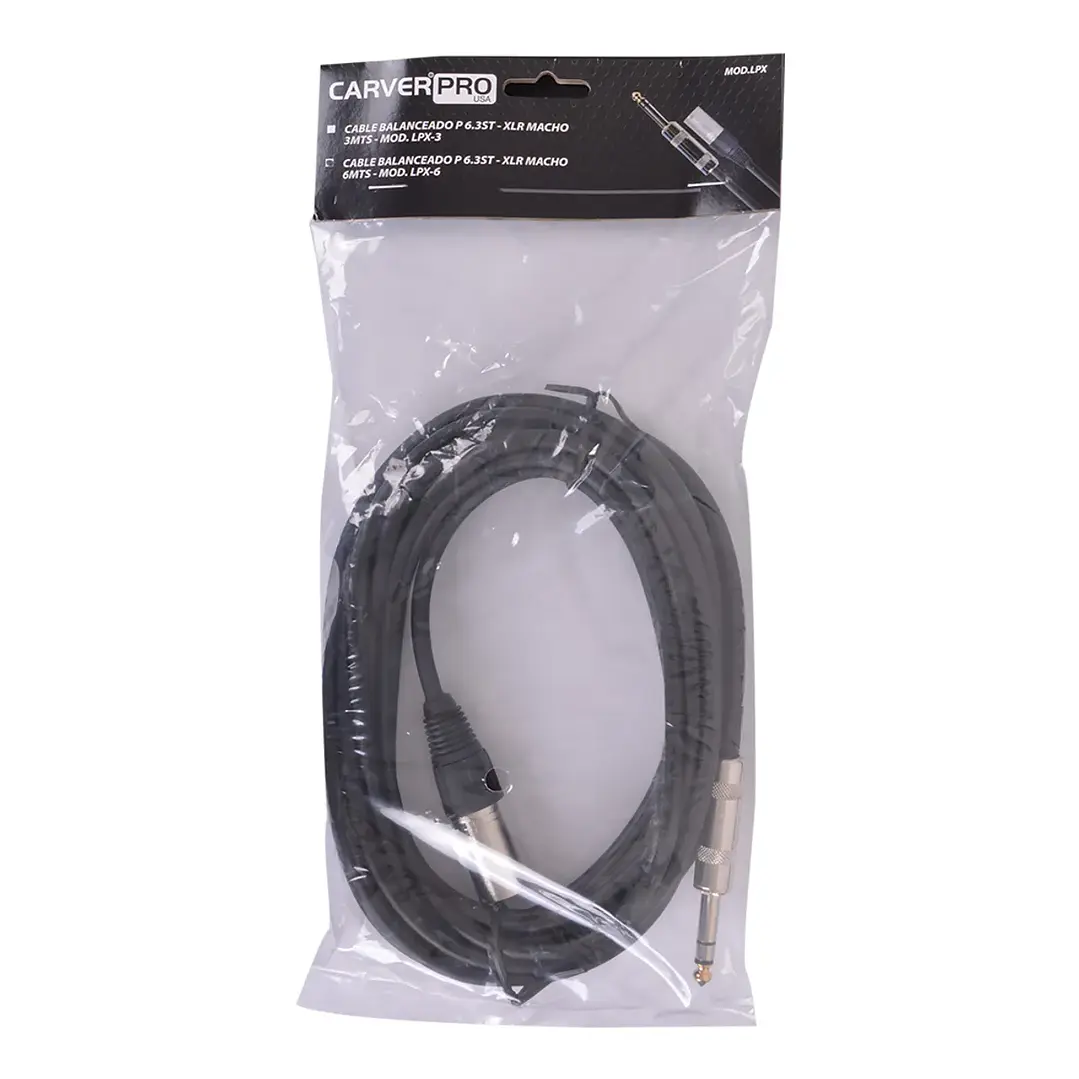 Cable Balanceado - XLR (m) a Plug TRS - 6mts - Carver Pro LPX-6 5
