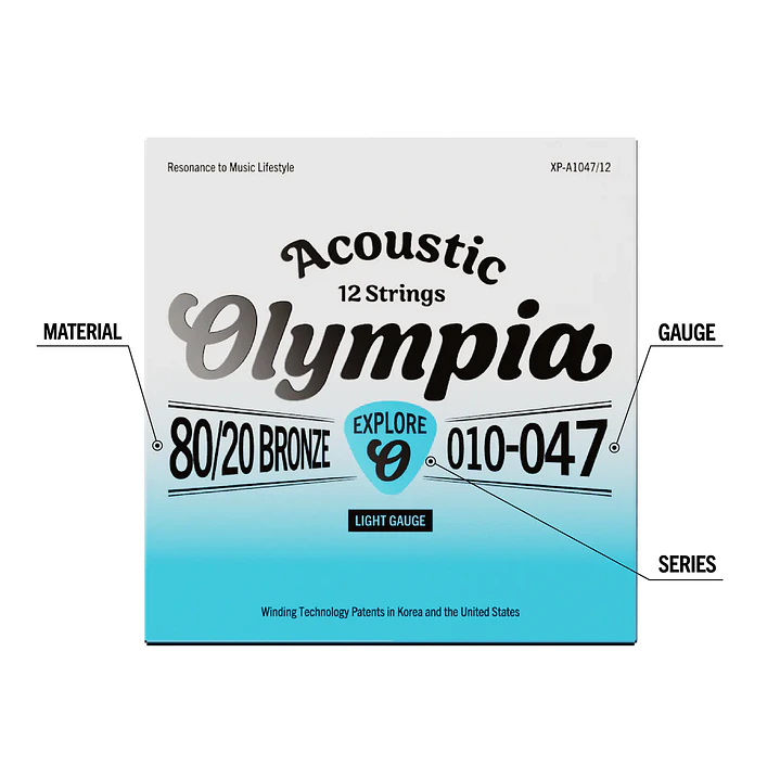 Cuerdas Guitarra Acústica 12 cuerdas - Olympia XP-A1047/12 4