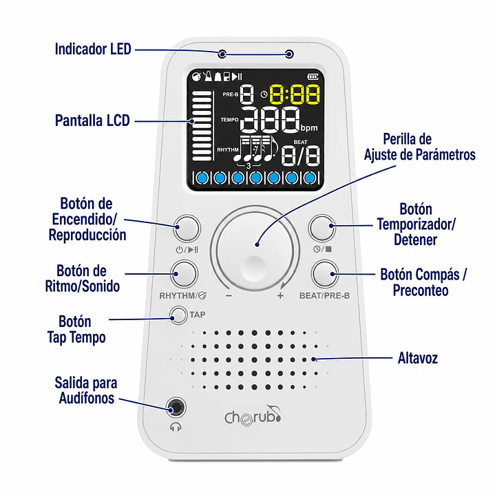 Metronomo Digital Recargable - Cherub WSM-289 5