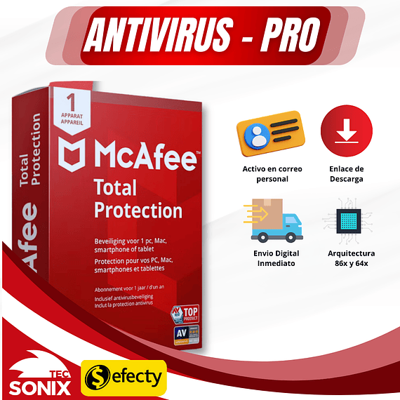 McAfee Total Protection 1 Dispositivo 1 año Multidispositivo McAfee Key GLOBAL