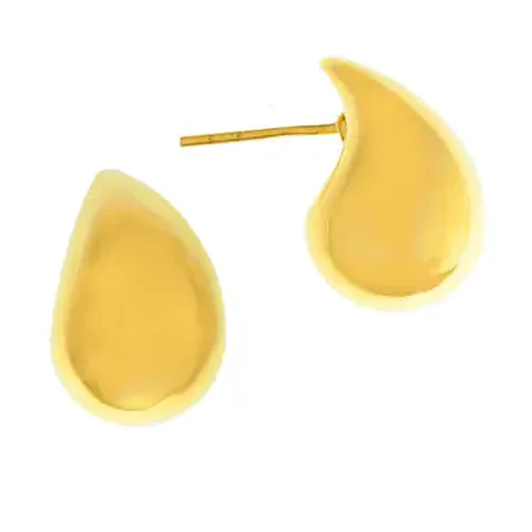 Pendientes gota inflada bañado en Oro.