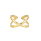 Anillo de líneas cruzadas de acero dorado - Miniatura 1
