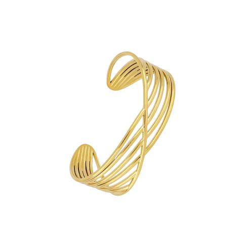 Pulsera rígida de 7 líneas en acero dorado