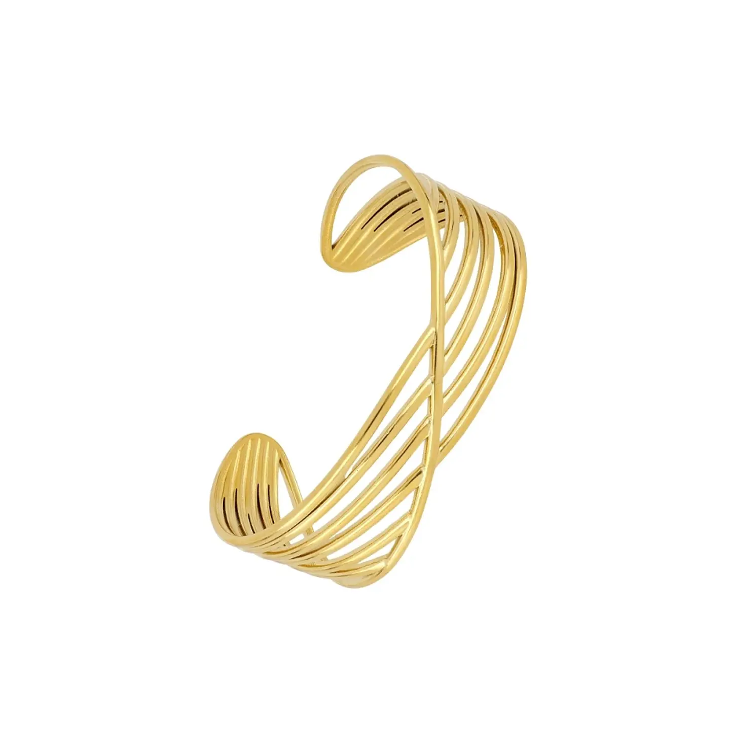 Pulsera rígida de 7 líneas en acero dorado 1