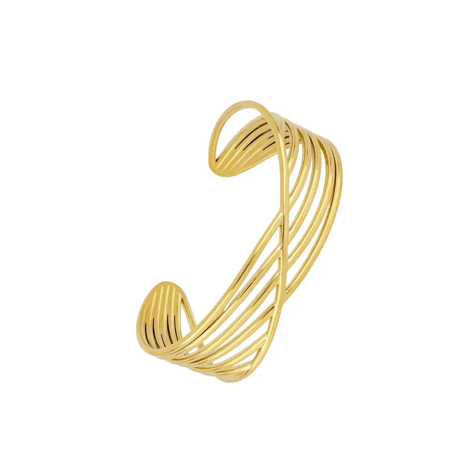Pulsera rígida de 7 líneas en acero dorado 1