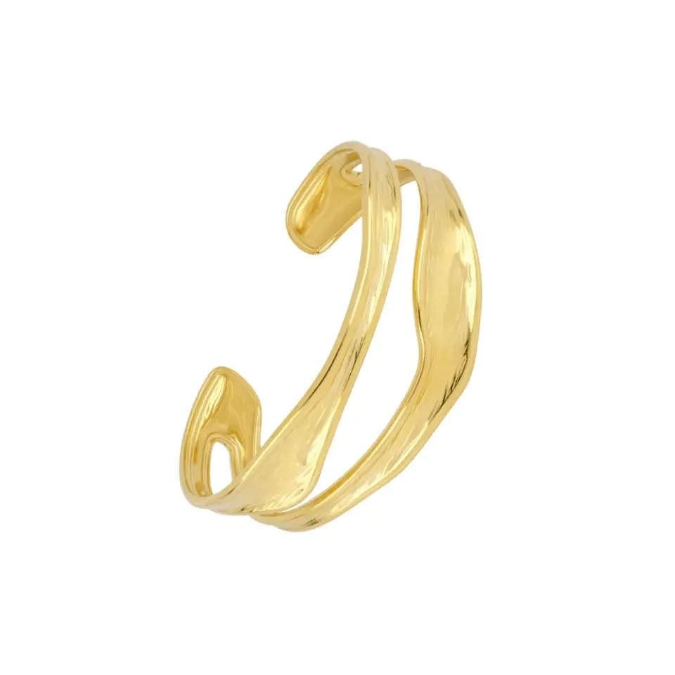 Pulsera ondulada de acero dorado 1