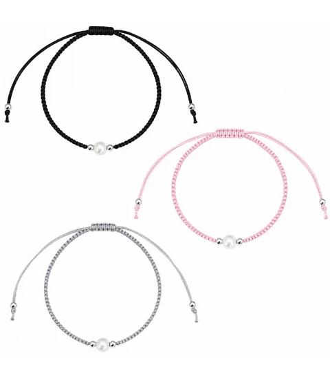 Pulsera de plata con hilo y perla