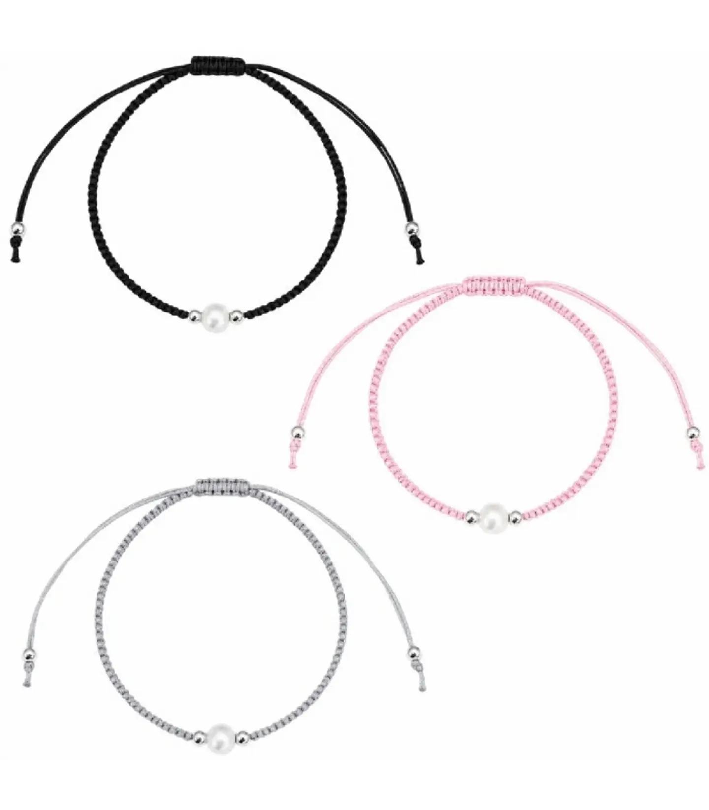 Pulsera de plata con hilo y perla 1