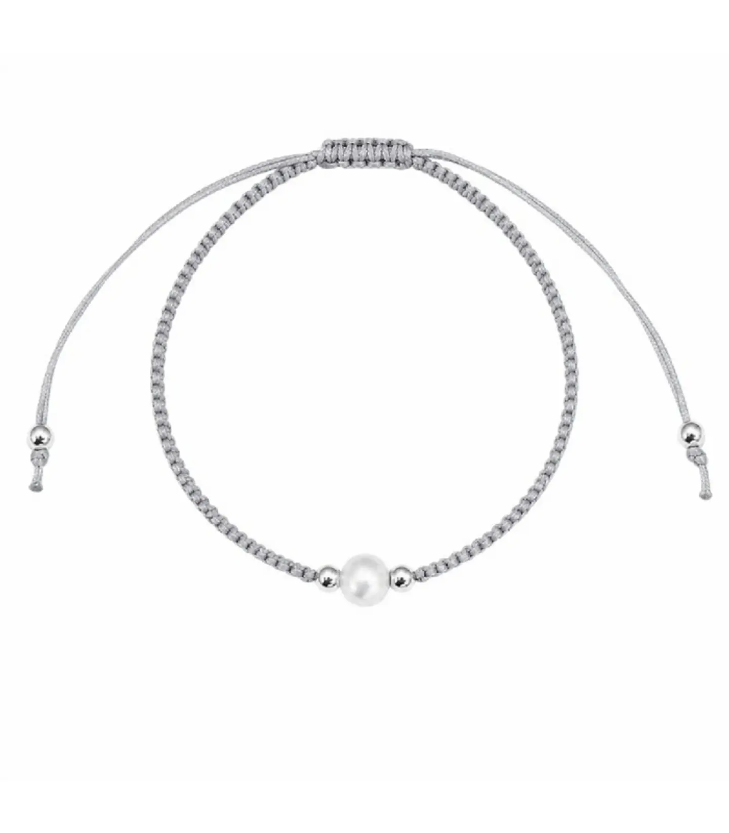 Pulsera de plata con hilo y perla 2