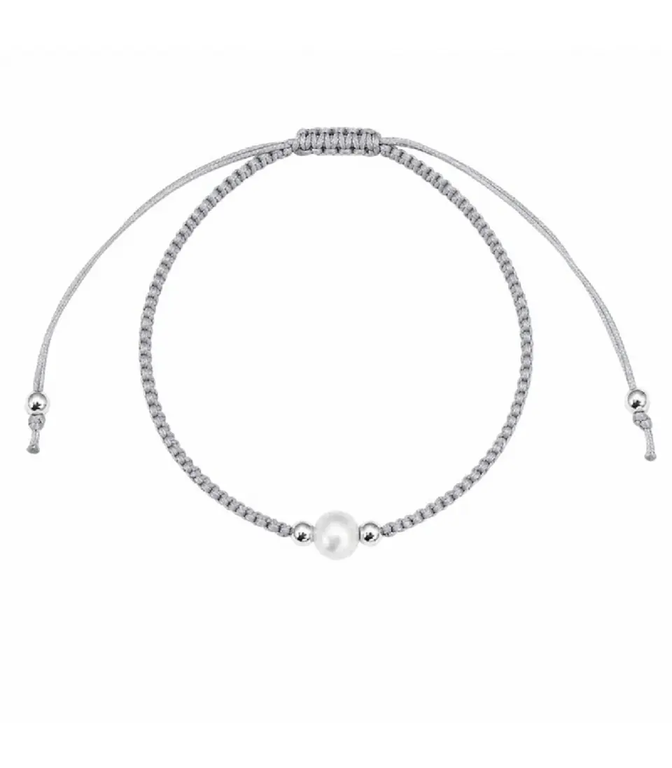 Pulsera de plata con hilo y perla 2