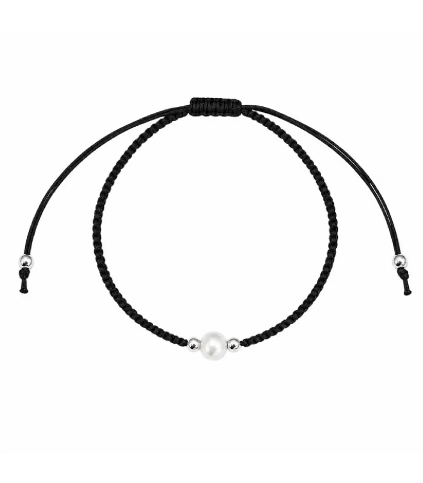 Pulsera de plata con hilo y perla 3