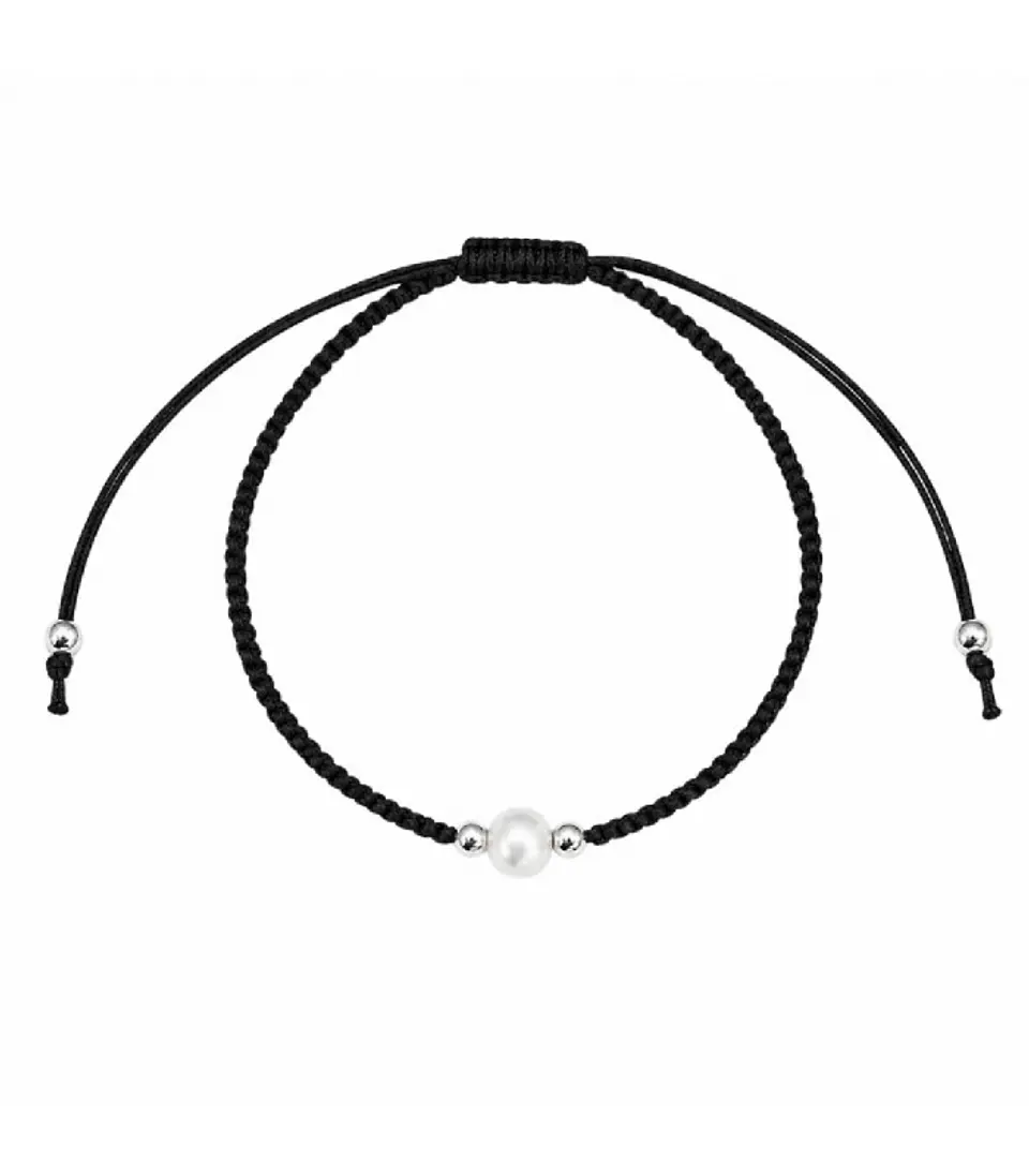 Pulsera de plata con hilo y perla 3