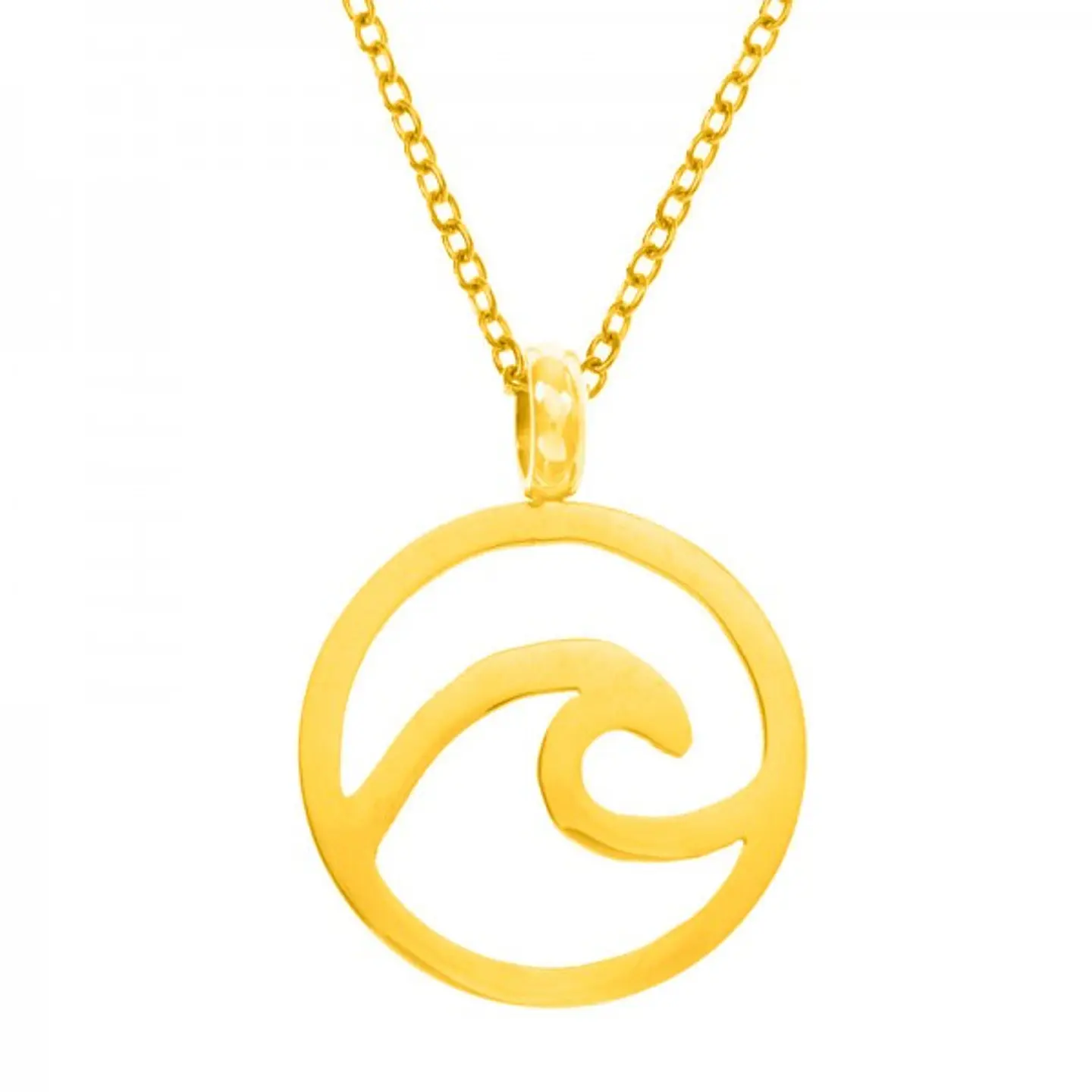 Collar de acero con motivo de ola dorado 1