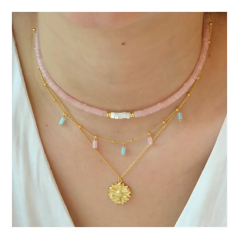 Conjunto de collar y pulsera con nácar 5