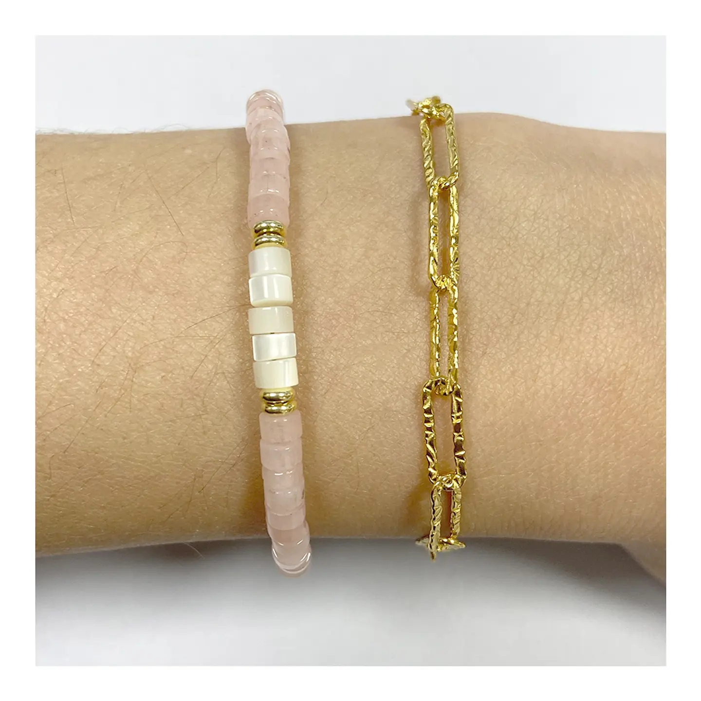 Conjunto de collar y pulsera con nácar 6