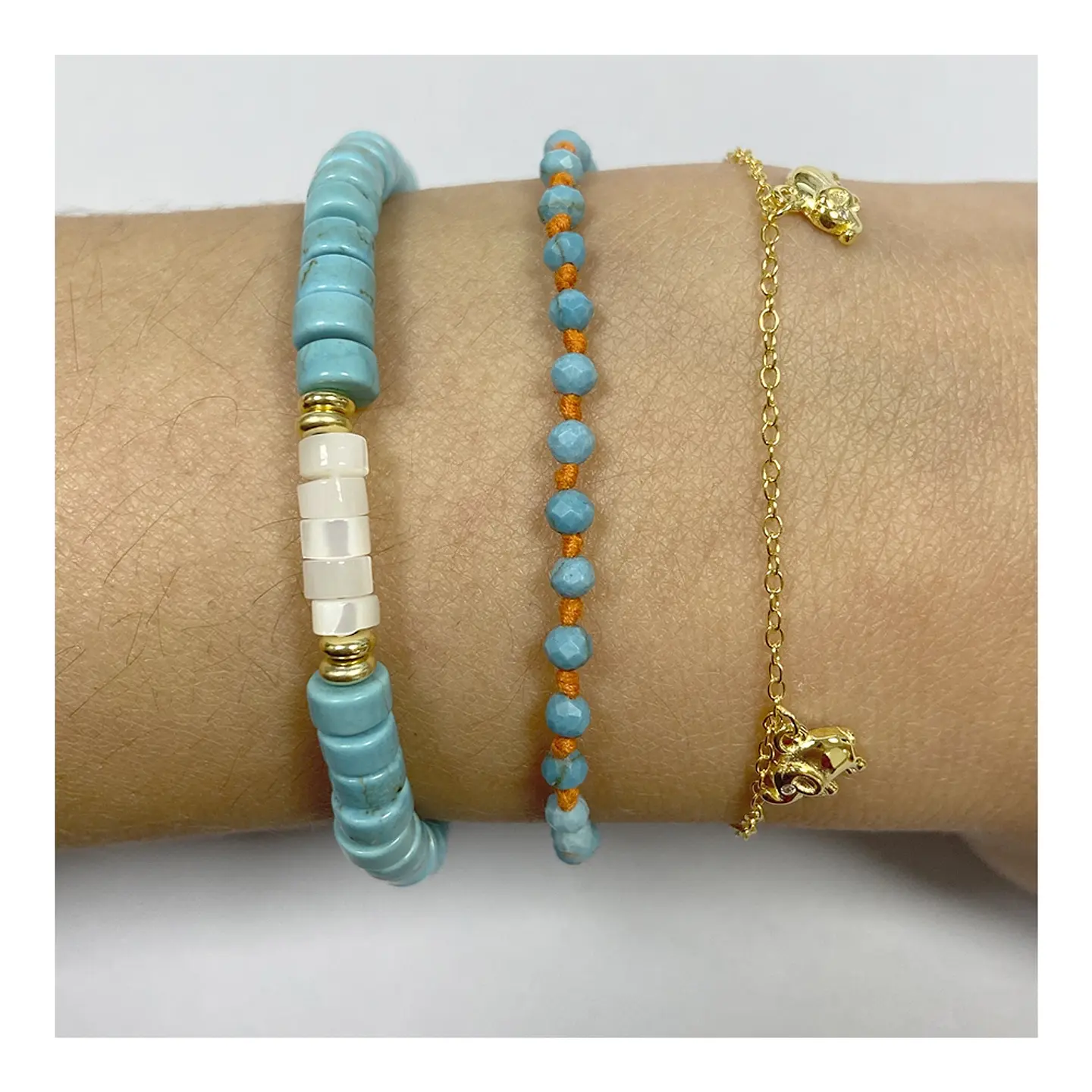 Conjunto de collar y pulsera con nácar 7